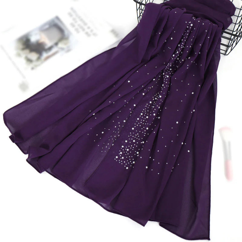 Pearl and Sparkle Detailed Chiffon Hijabs