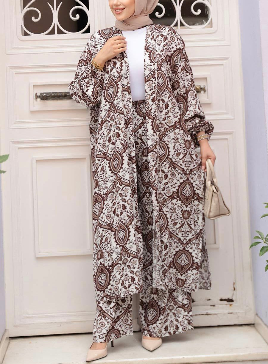 Turkish Damask Print Pant Suit