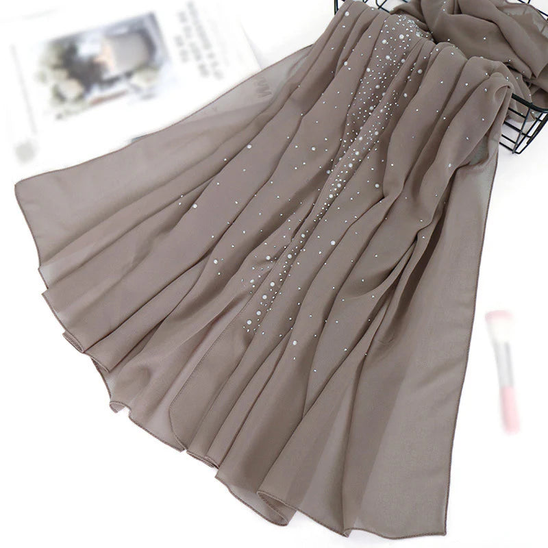 Pearl and Sparkle Detailed Chiffon Hijabs