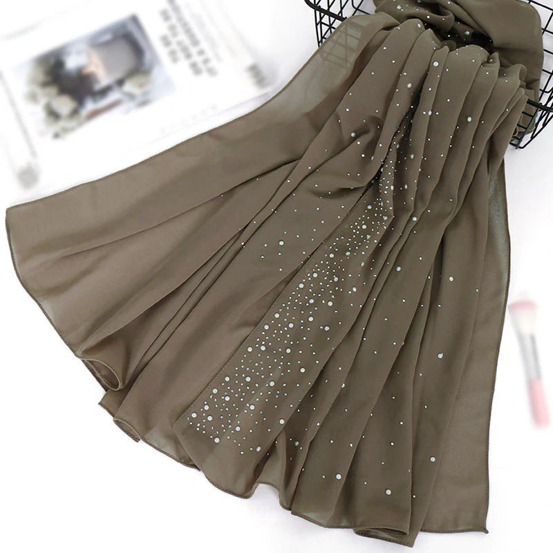 Pearl and Sparkle Detailed Chiffon Hijabs