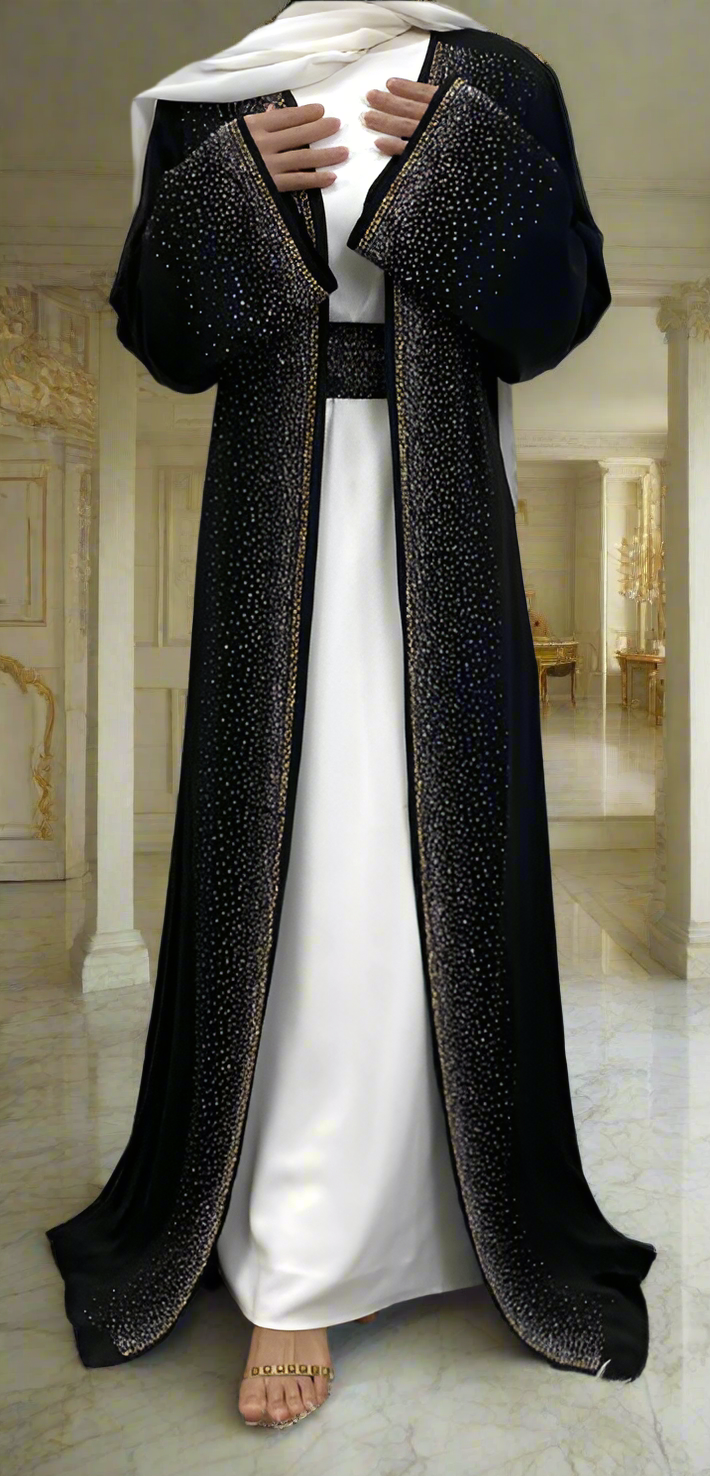 Dubai Style Nida Fabric Shimmer Abaya with Pockets(Multi Colors)