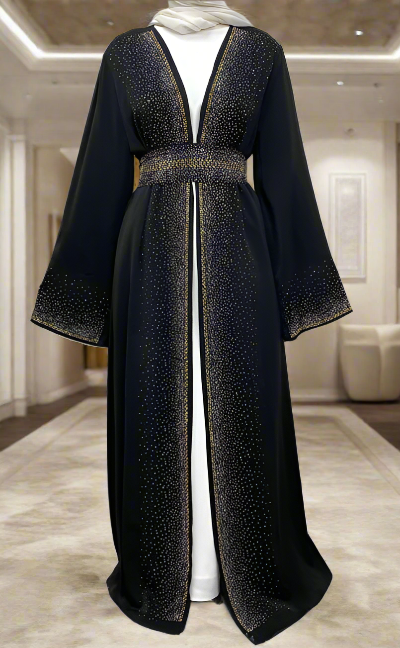 Dubai Style Nida Fabric Shimmer Abaya with Pockets(Multi Colors)