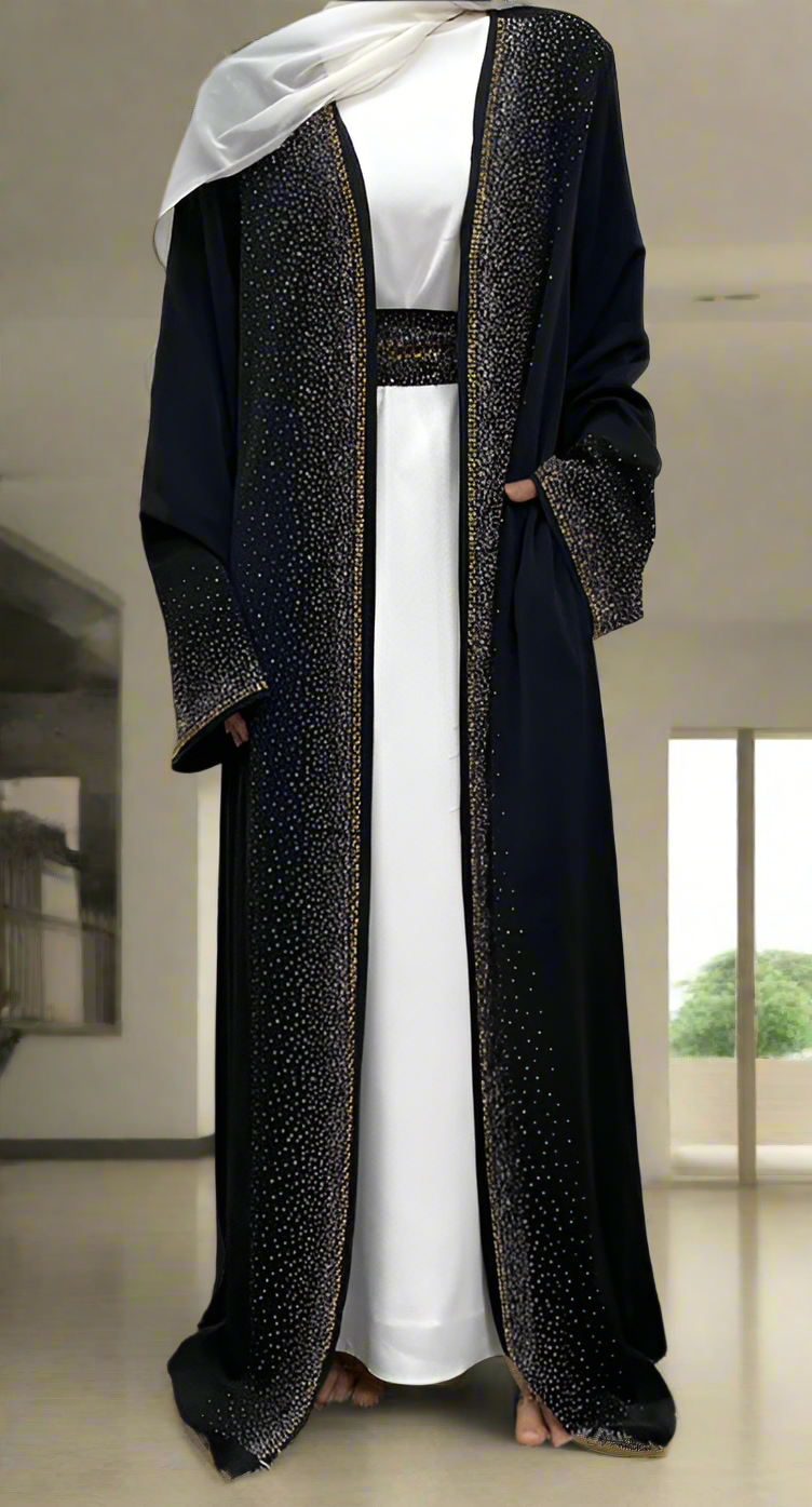 Dubai Style Nida Fabric Shimmer Abaya with Pockets(Multi Colors)