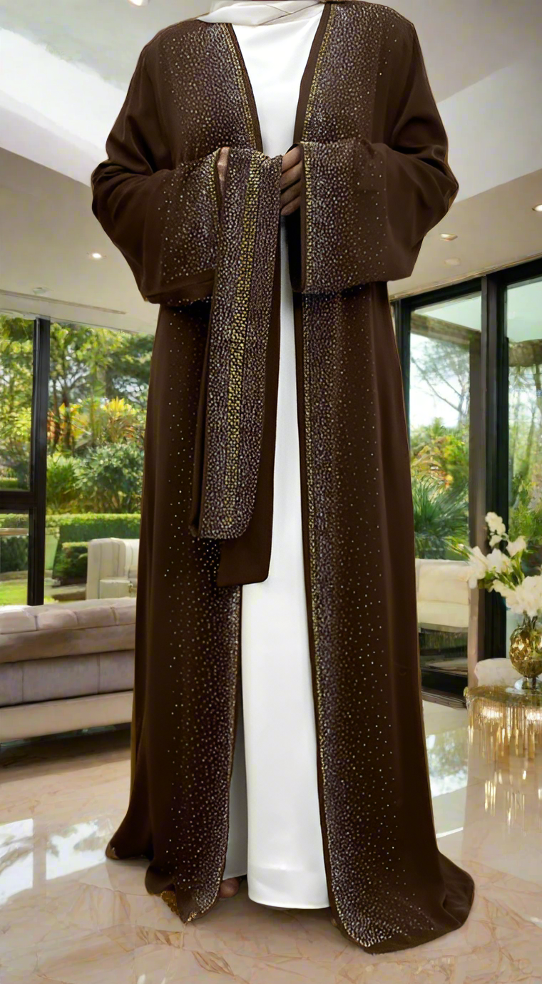 Dubai Style Nida Fabric Shimmer Abaya with Pockets(Multi Colors)