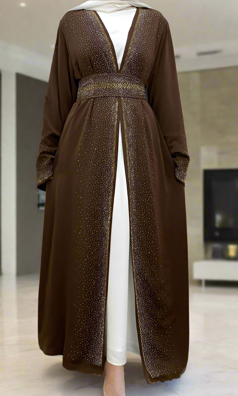 Dubai Style Nida Fabric Shimmer Abaya with Pockets(Multi Colors)