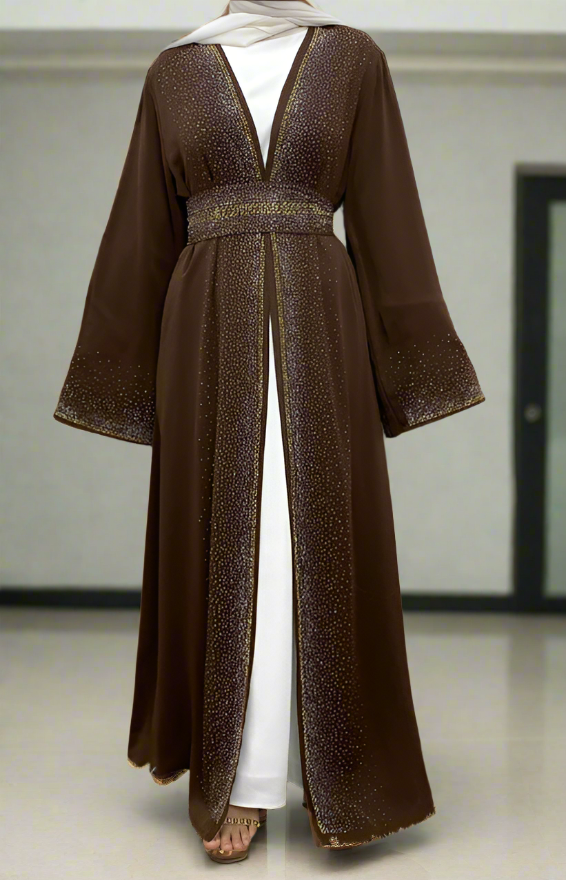 Dubai Style Nida Fabric Shimmer Abaya with Pockets(Multi Colors)