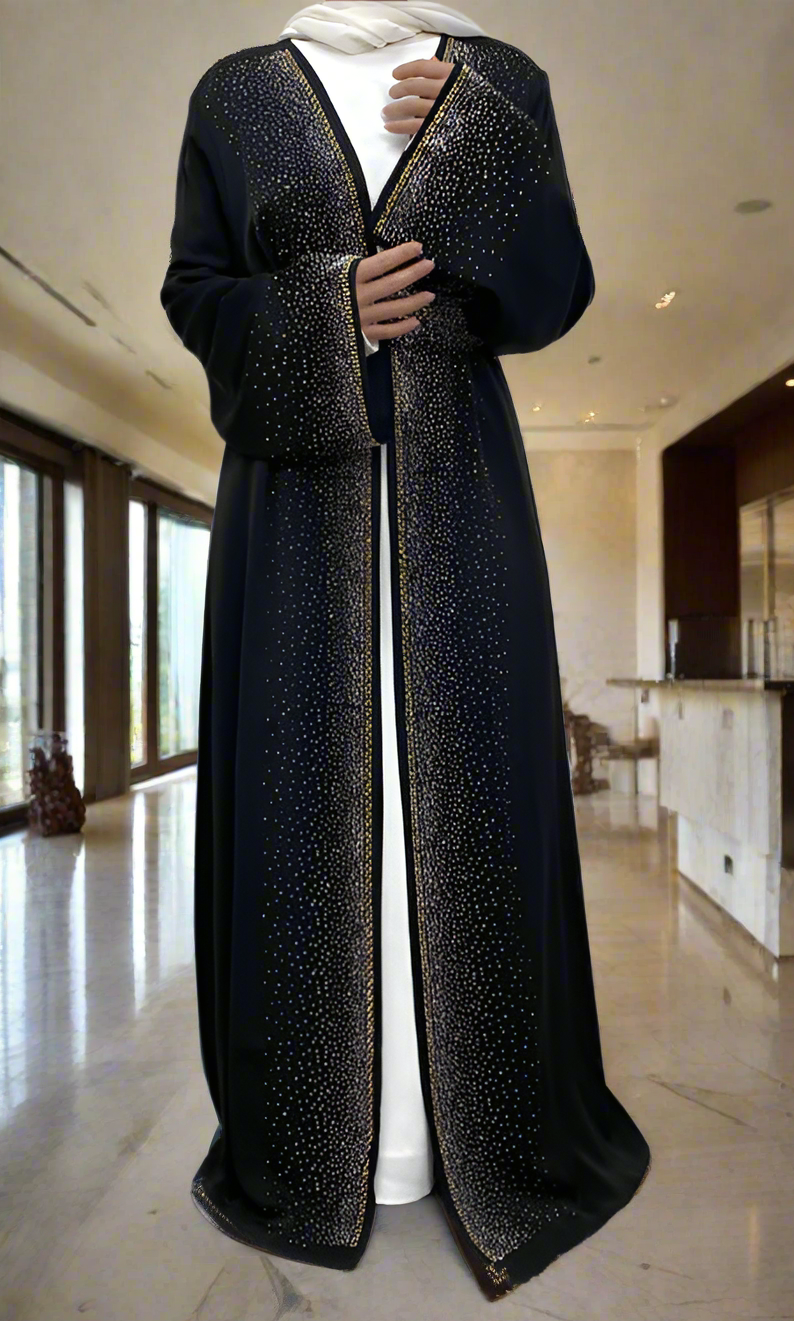 Dubai Style Nida Fabric Shimmer Abaya with Pockets(Multi Colors)