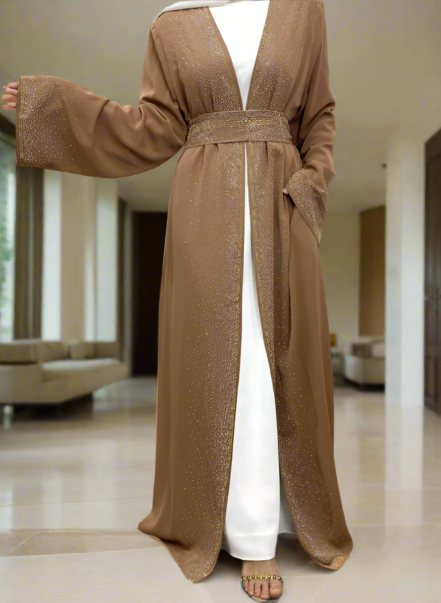 Dubai Style Nida Fabric Shimmer Abaya with Pockets(Multi Colors)