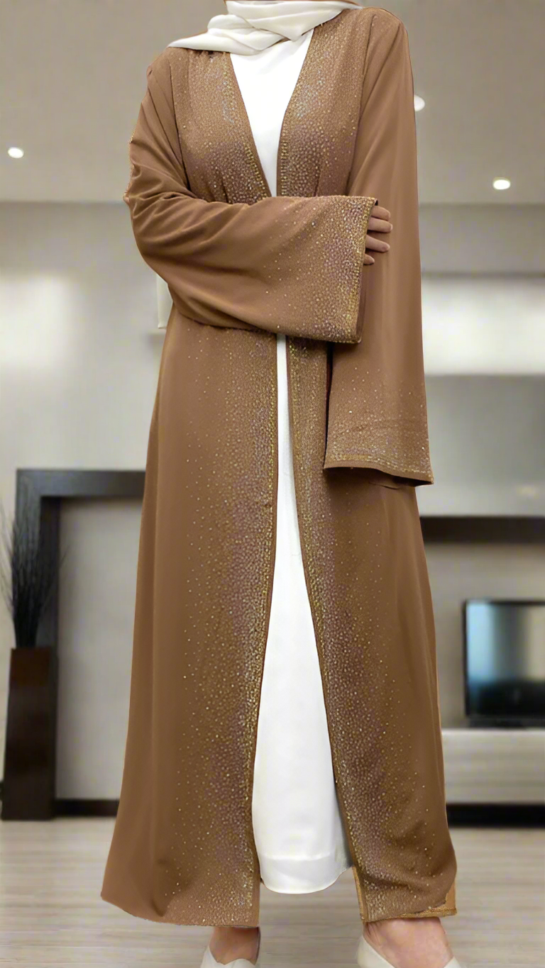 Dubai Style Nida Fabric Shimmer Abaya with Pockets(Multi Colors)