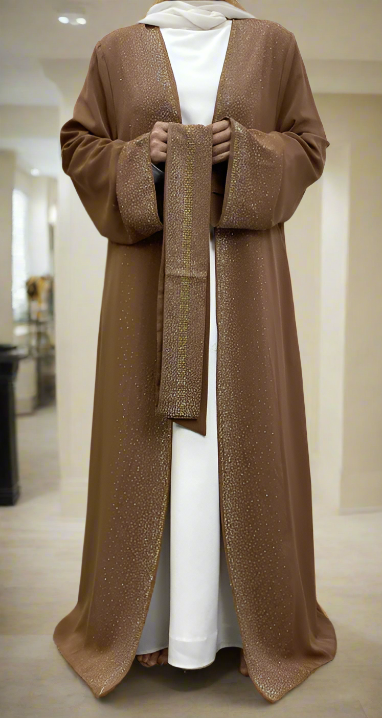 Dubai Style Nida Fabric Shimmer Abaya with Pockets(Multi Colors)