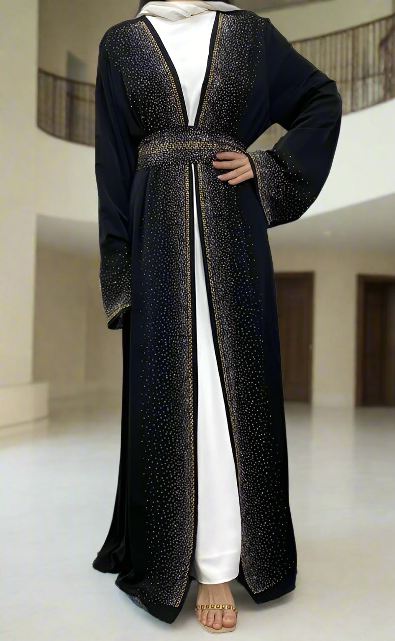 Dubai Style Nida Fabric Shimmer Abaya with Pockets(Multi Colors)