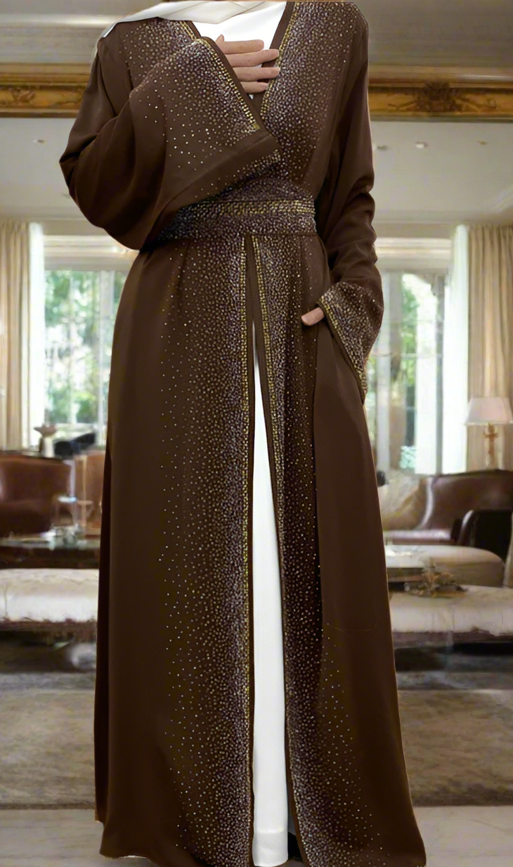 Dubai Style Nida Fabric Shimmer Abaya with Pockets(Multi Colors)