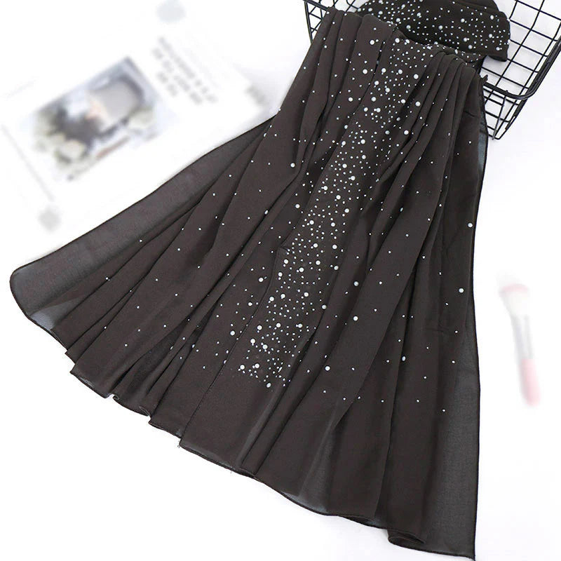 Pearl and Sparkle Detailed Chiffon Hijabs