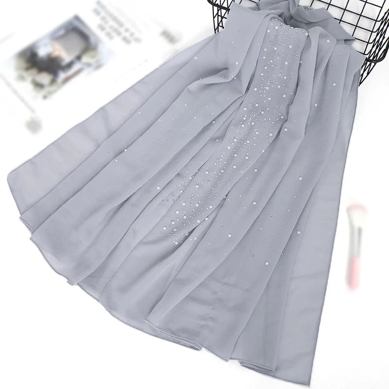Pearl and Sparkle Detailed Chiffon Hijabs