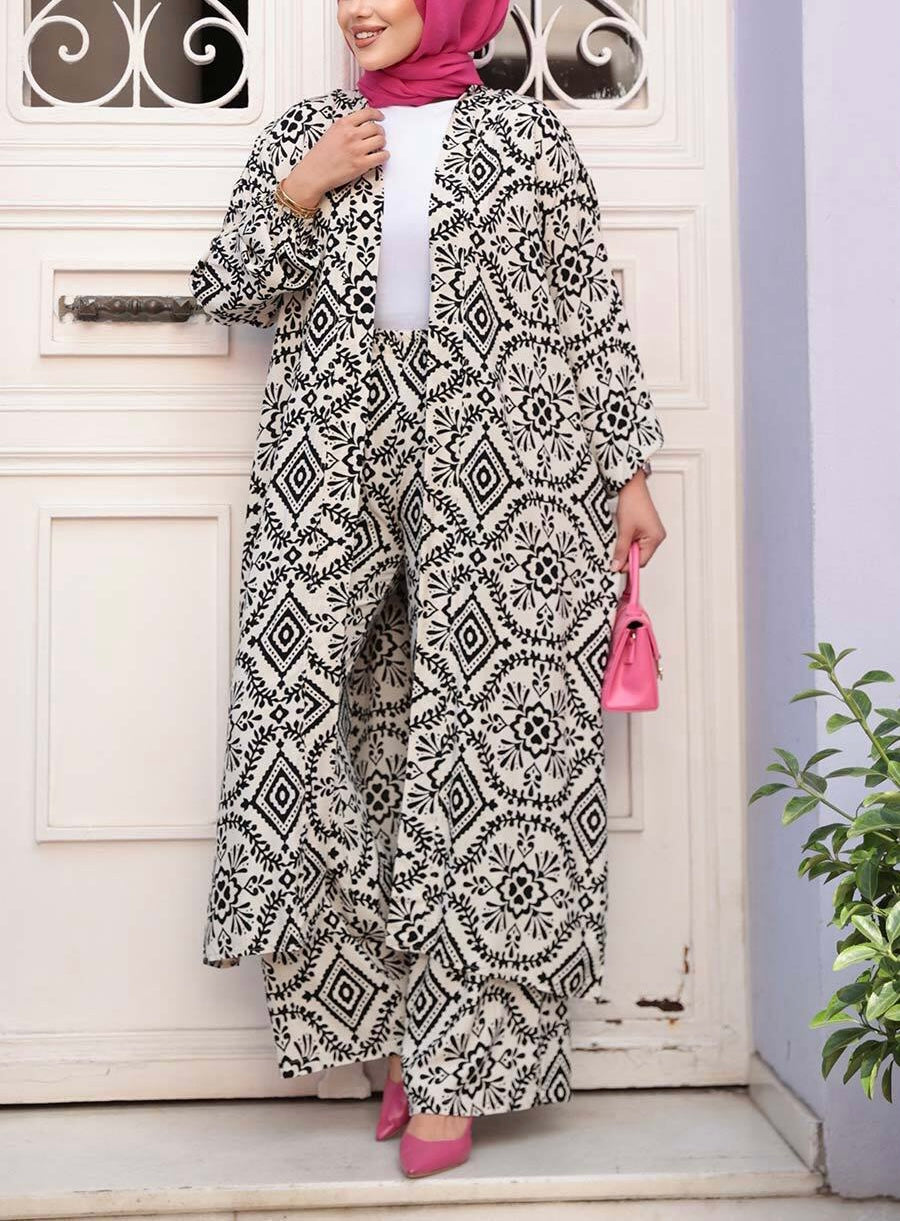 Turkish Damask Print Pant Suit