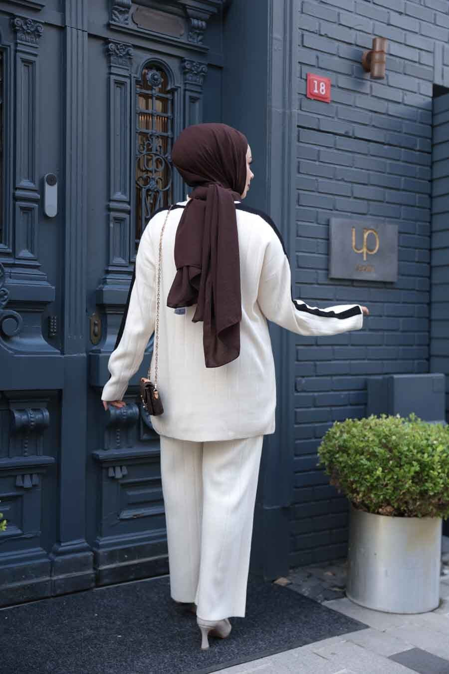 Knit Turkish Style Pleated Striped Co-Ord Set