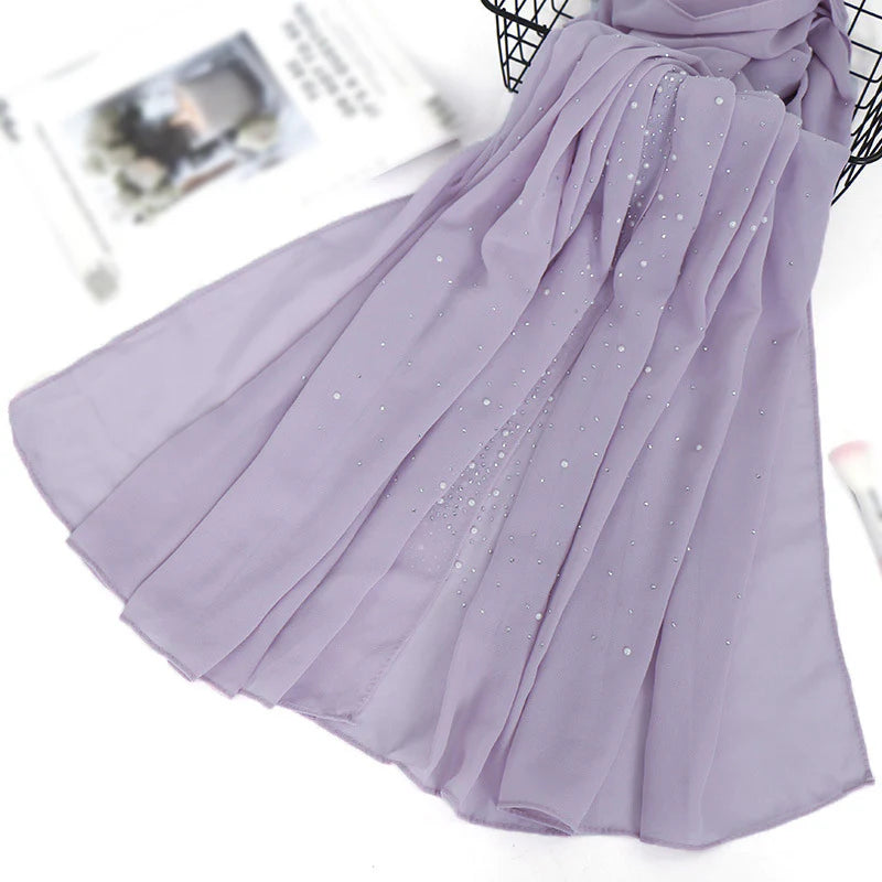 Pearl and Sparkle Detailed Chiffon Hijabs