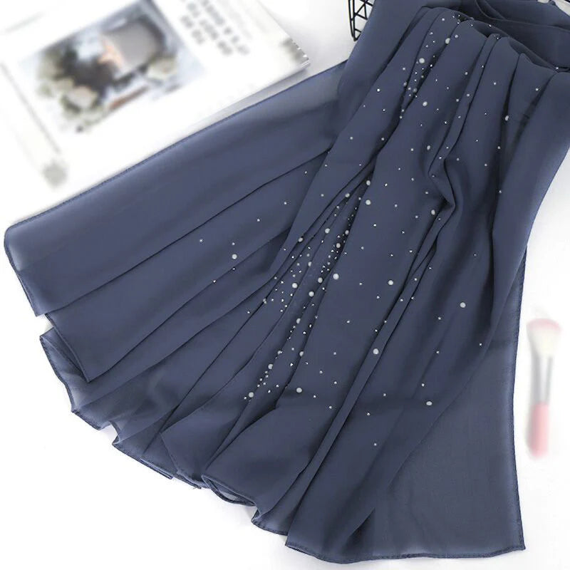Pearl and Sparkle Detailed Chiffon Hijabs