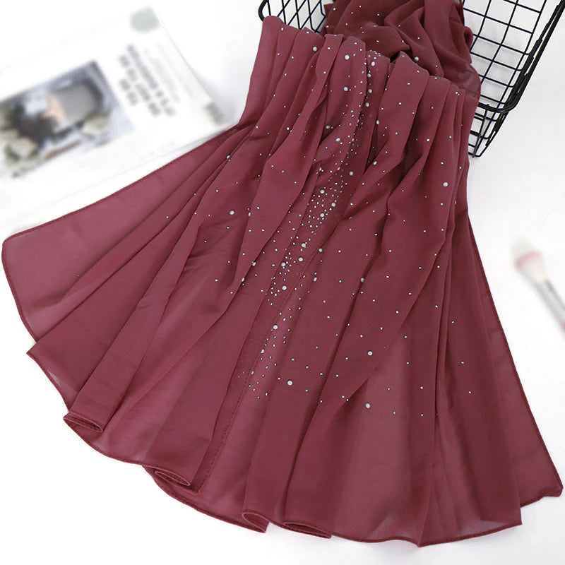 Pearl and Sparkle Detailed Chiffon Hijabs