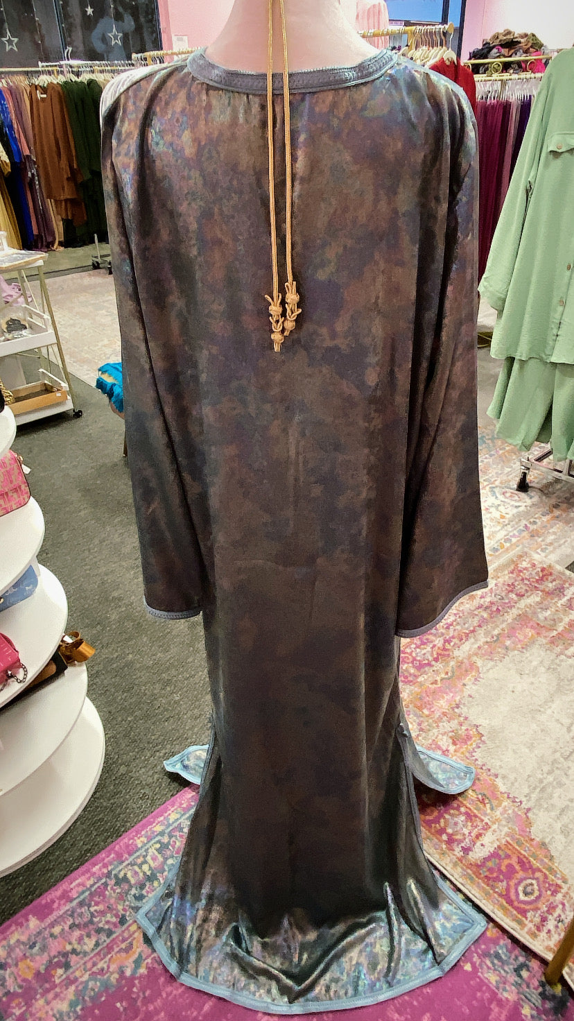 Moroccan Traditional Satin Chiffon 2 Piece Caftan