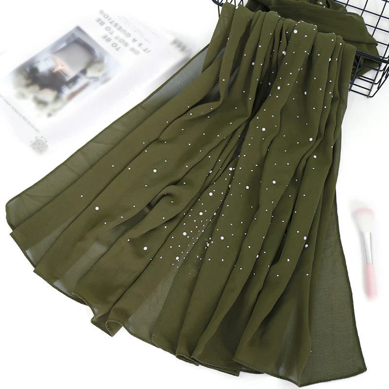 Pearl and Sparkle Detailed Chiffon Hijabs