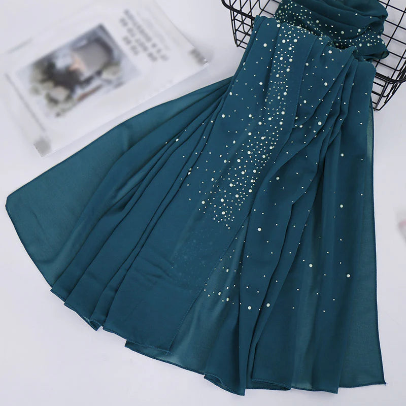 Pearl and Sparkle Detailed Chiffon Hijabs