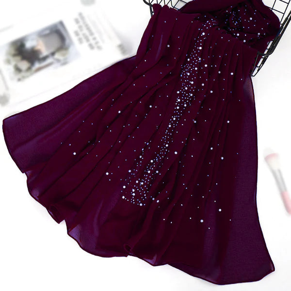 Pearl and Sparkle Detailed Chiffon Hijabs