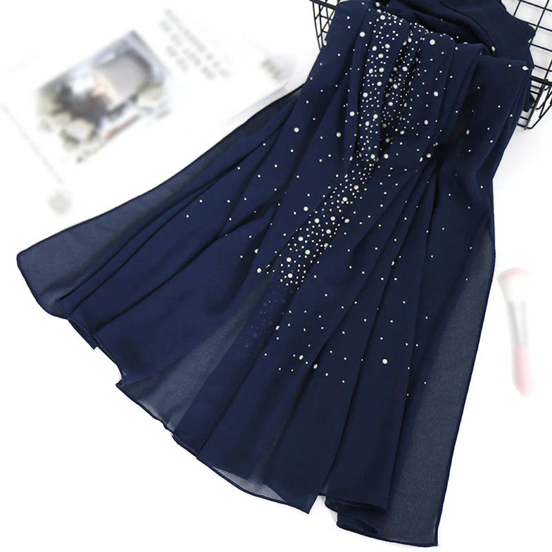 Pearl and Sparkle Detailed Chiffon Hijabs