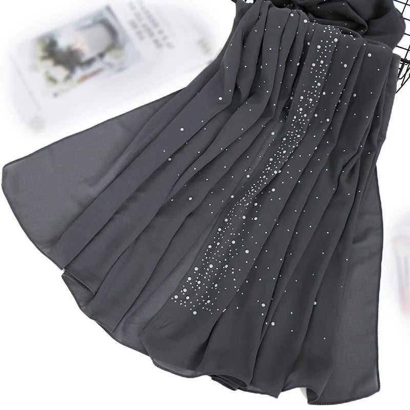 Pearl and Sparkle Detailed Chiffon Hijabs