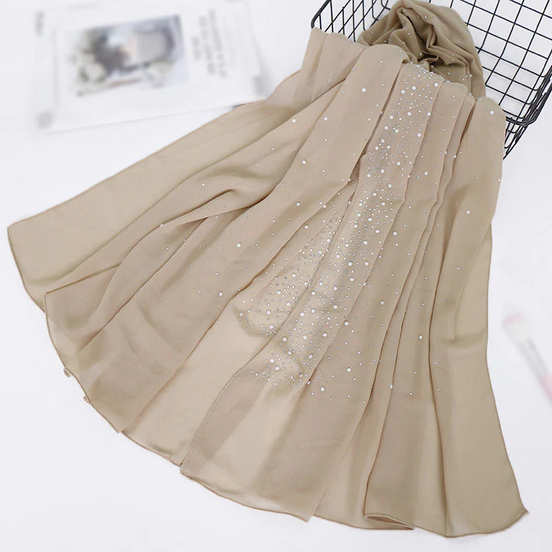 Pearl and Sparkle Detailed Chiffon Hijabs