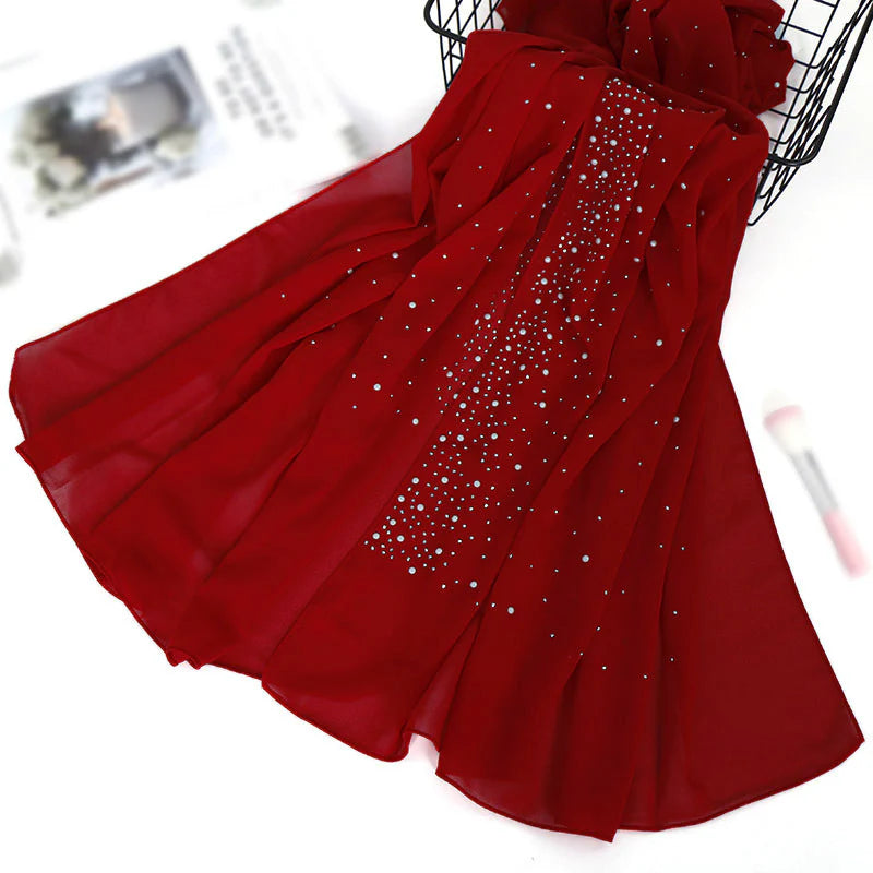 Pearl and Sparkle Detailed Chiffon Hijabs