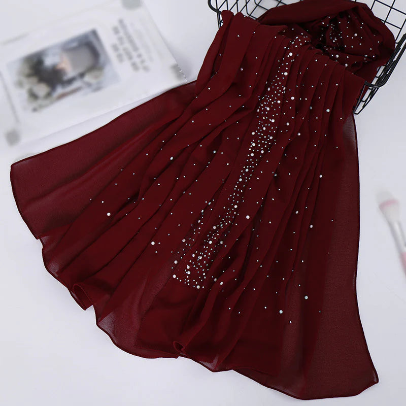 Pearl and Sparkle Detailed Chiffon Hijabs