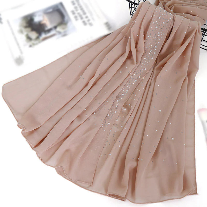 Pearl and Sparkle Detailed Chiffon Hijabs