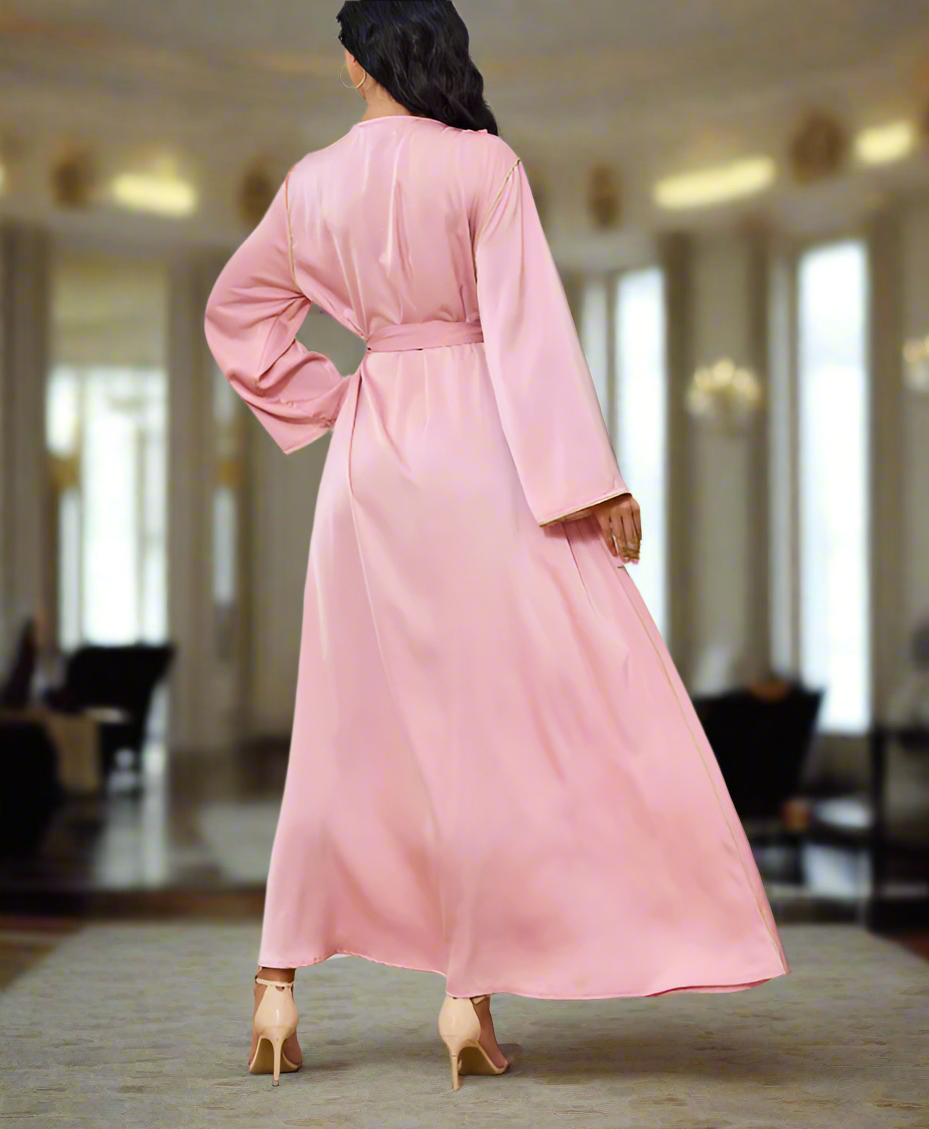 Dubai Style Beaded Abaya Dress(Multi Colors)