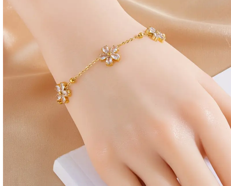 Stainless Steel Floral Bracelet