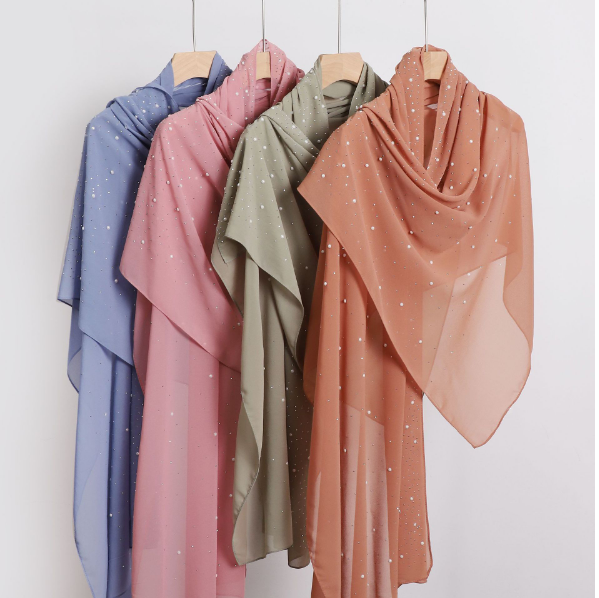 Pearl and Sparkle Detailed Chiffon Hijabs