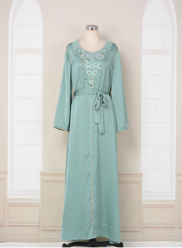 Dubai Style Beaded Abaya Dress(Multi Colors)