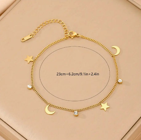 Star & Moon Stainless Steel Bracelet