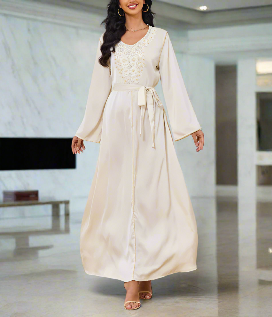 Dubai Style Beaded Abaya Dress(Multi Colors)