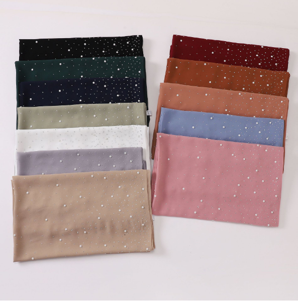 Pearl and Sparkle Detailed Chiffon Hijabs