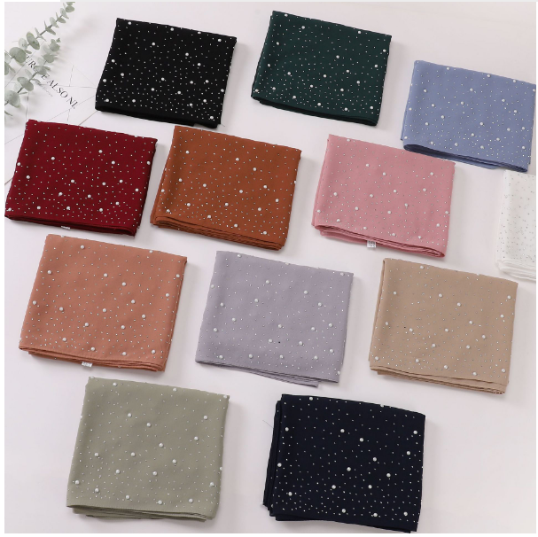 Pearl and Sparkle Detailed Chiffon Hijabs