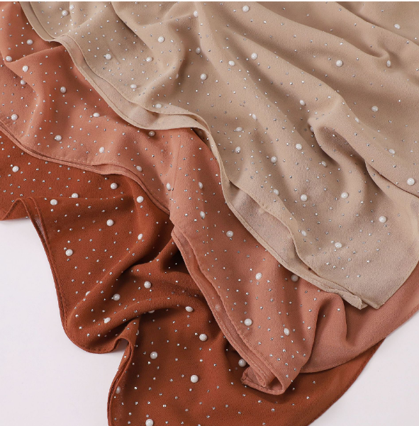 Pearl and Sparkle Detailed Chiffon Hijabs