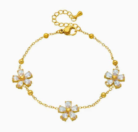 Stainless Steel Floral Bracelet