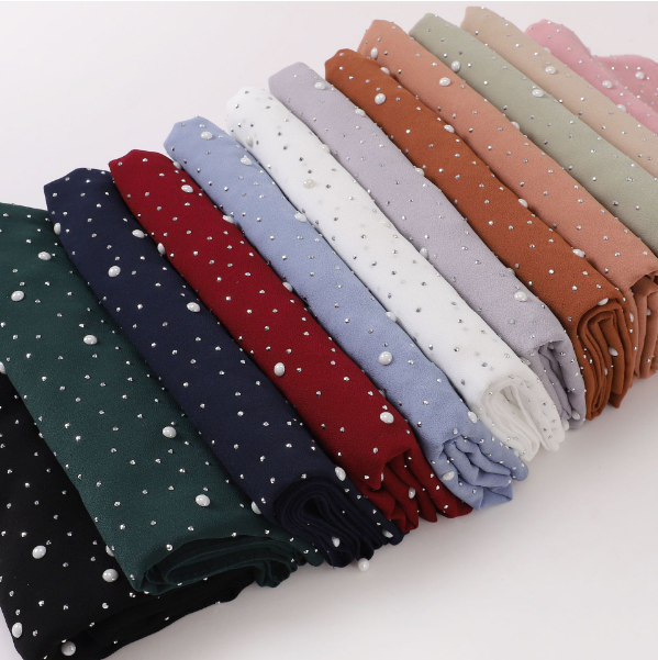 Pearl and Sparkle Detailed Chiffon Hijabs
