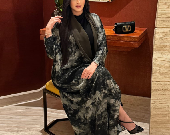 Fashionable Dubai Marble Style Open Abaya Kimono