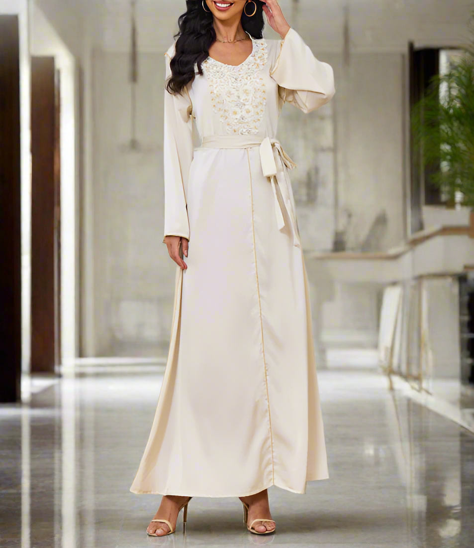 Dubai Style Beaded Abaya Dress(Multi Colors)