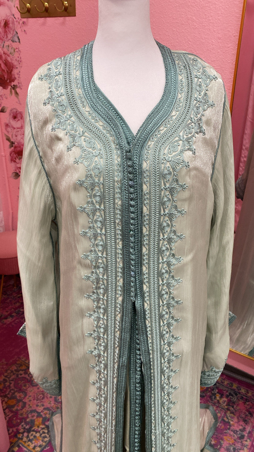 Moroccan Traditional Satin Chiffon Caftan