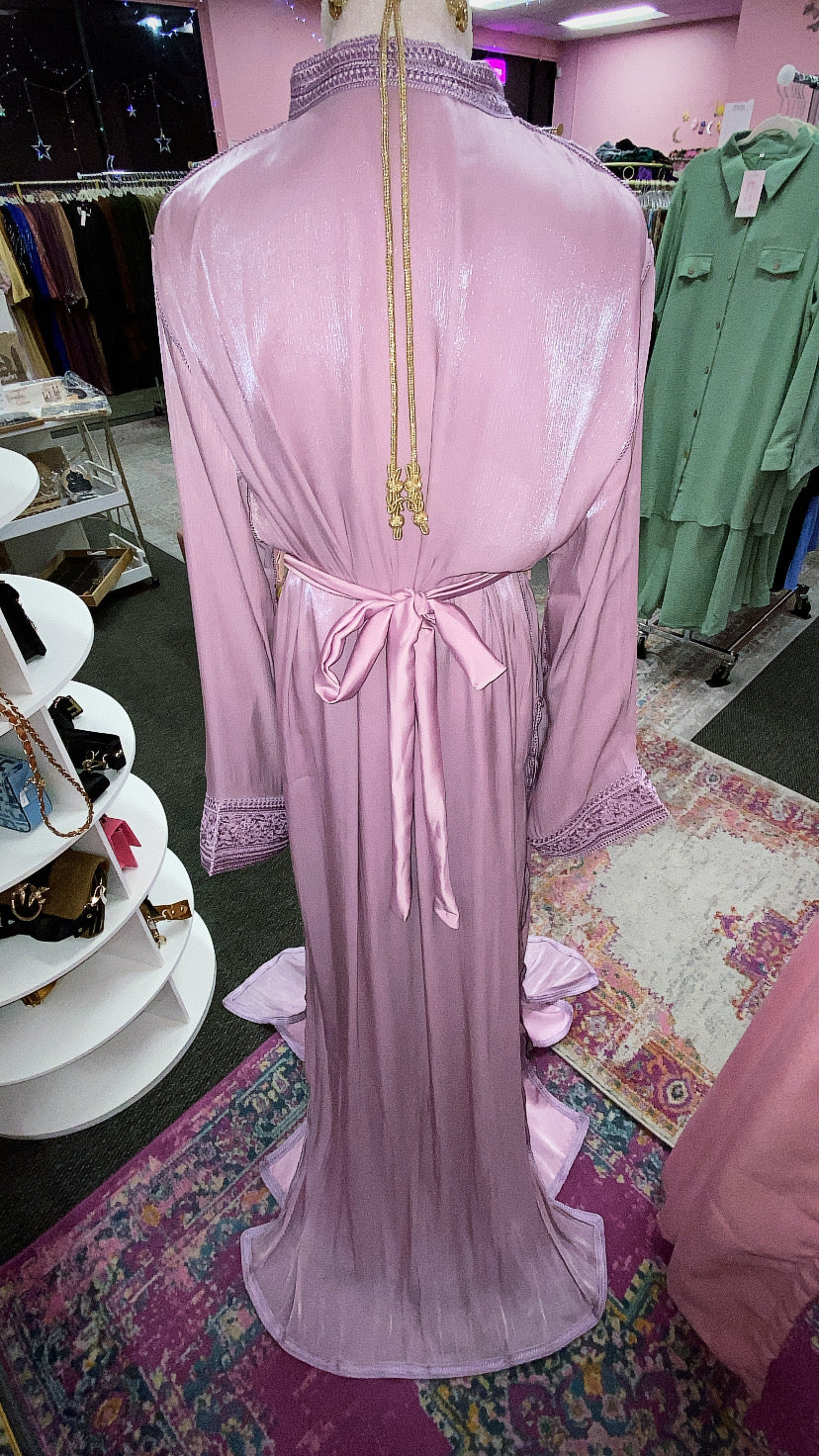 Moroccan Traditional Satin Chiffon 2 Piece Caftan