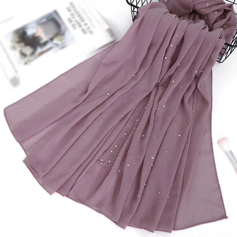 Pearl and Sparkle Detailed Chiffon Hijabs
