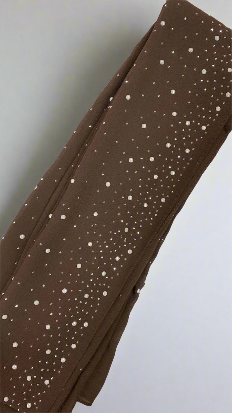 Pearl and Sparkle Detailed Chiffon Hijabs